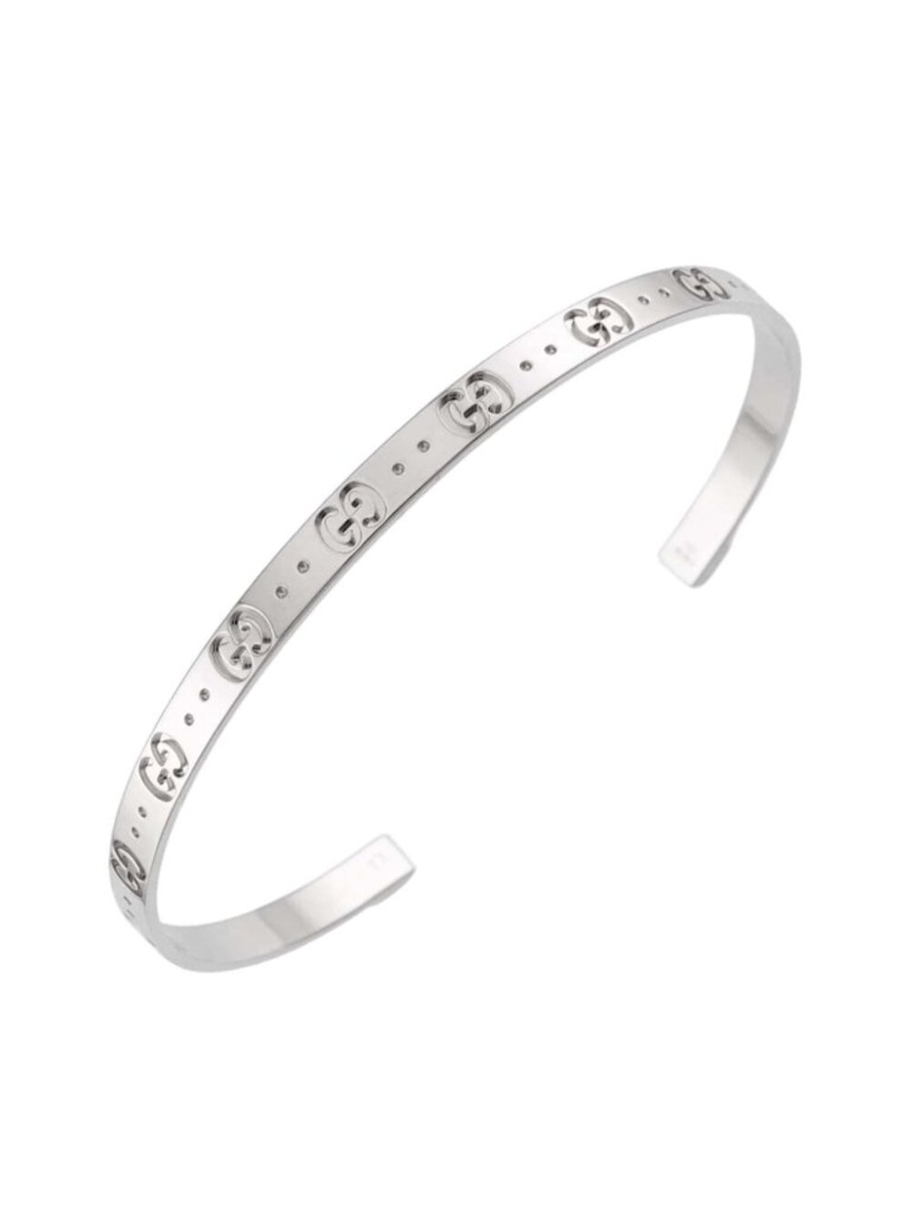 Gucci Icon Open Bangle Bracelet 17 18k WG White Gold